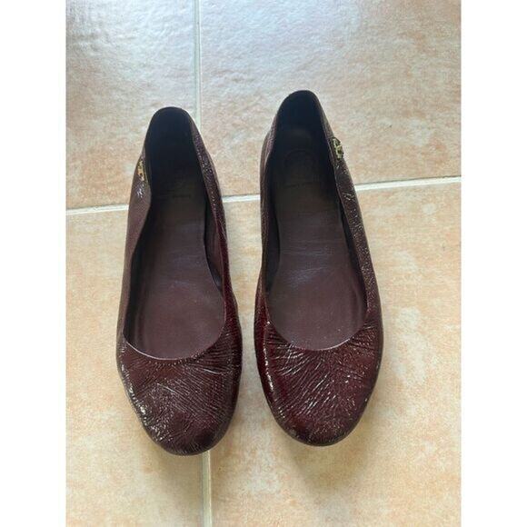Tory Burch Travel T Ballet - Crinkle‎ in Oxblood size 7.5 M - Picture 2 of 12